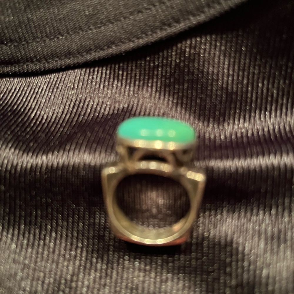 Silpada sterling silver 925 Geometric Turquoise ring. Oval in shape .